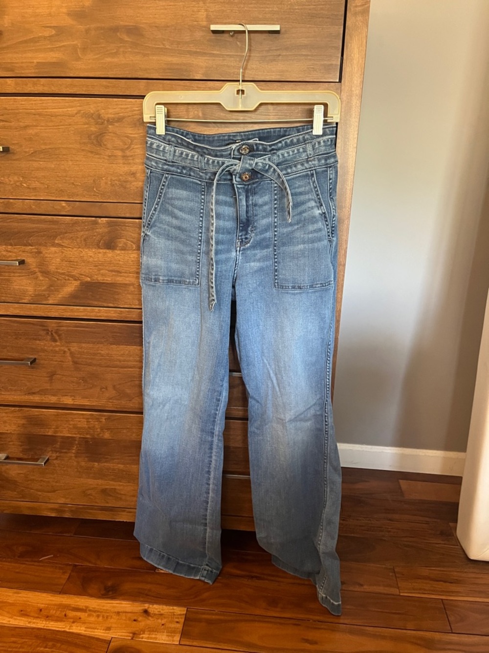White House Black Market Light Wash Wide-Leg Tie-Waist Jeans